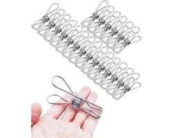 40 stuks kleine wasknijpers van roestvrij staal - Duurzame multifunctionele wasknijpers van draad - Hangerclips voor huishoudelijk gebruik - Geschikt voor wasgoed, thuis, keuken, buitenreizen, kantoor — afbeelding 1
