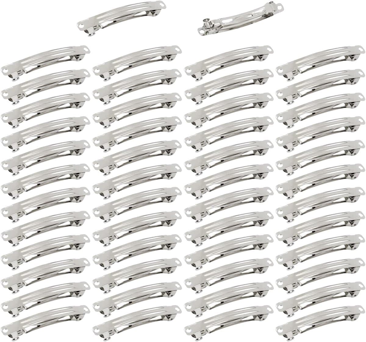 Set van 50 Witte en Zilverkleurige Metalen Haarklemmen (6 cm) voor Dames en Meisjes — afbeelding 1