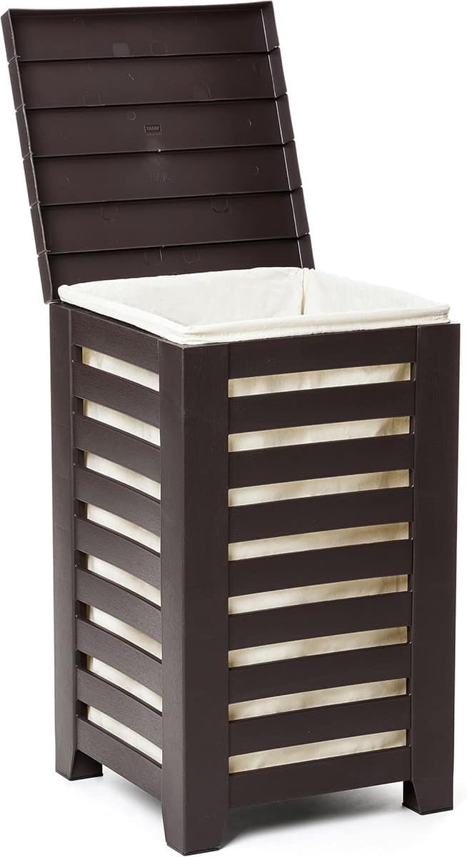 Grote Wasmand 55L met Deksel Rechthoekig Bruin – BPA-Vrij — afbeelding 1