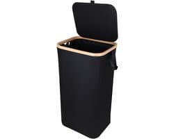 Wasmand met Deksel – Opvouwbare Wasmand – Wasbox 100L – Wassorteerder met Binnenzak – Beige – Voor Badkamer, Slaapkamer en Wasruimte — afbeelding 1