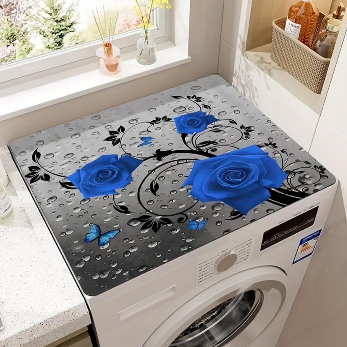 Een stofwerende mat, bedrukte stofwerende mat voor de wasmachine, vochtabsorberende mat voor op het aanrecht, sneldrogende mat voor de koelkast, stofwerende mat voor de magnetron, geschikt voor wasruimtes en keukens. — afbeelding 1