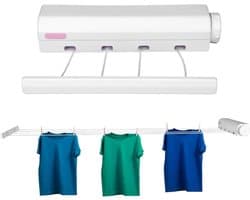 Intrekbare binnen en buiten waslijn met telescopisch ontwerp - Ruimtebesparende draagbare touwhanger voor kleding drogen (4 touwen)