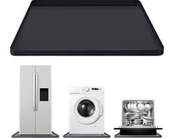 Wasmachinemat van 68 x 68 cm, waterdicht en krasbestendig, met opstaande randen, geschikt voor huishoudelijk gebruik en opslag.