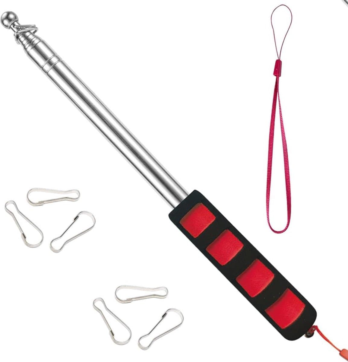 Handheld Flagpole with Clips, 2.5 m Extendable for Camping, Travel, Excursions, Competitions, Teachers, Tour Guides - ShopVlot — afbeelding 1