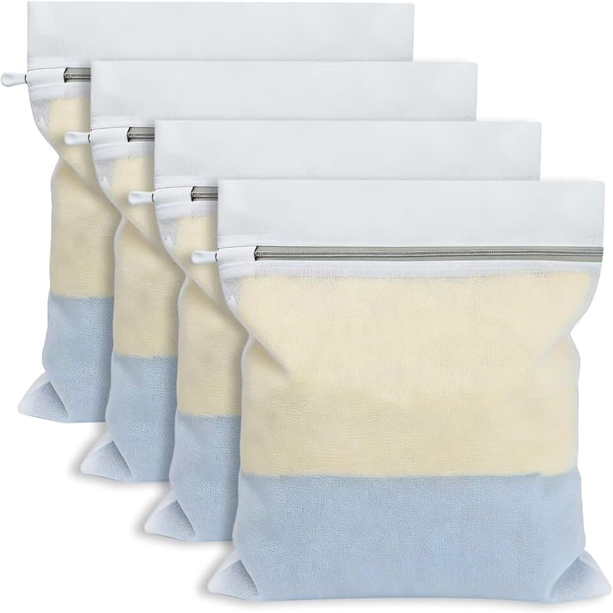 Set van 4 wasnetten voor wasmachine met verborgen ritssluitingen, robuust en duurzaam, waszak voor overhemden, beha's, sokken, ondergoed, babykleding (30 x 40 cm) — afbeelding 1