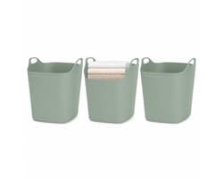 Excellent Houseware Flexibele emmer - 3x - groen - 15 liter - kunststof - vierkant - 37 x 30 cm