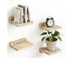 wandrek, 4 stuks, klein zwevend rek voor aan de muur, mini-rek voor badkamer en woonkamer, decoratieve wandplanken, badkamer voor cosmetica, specerijen