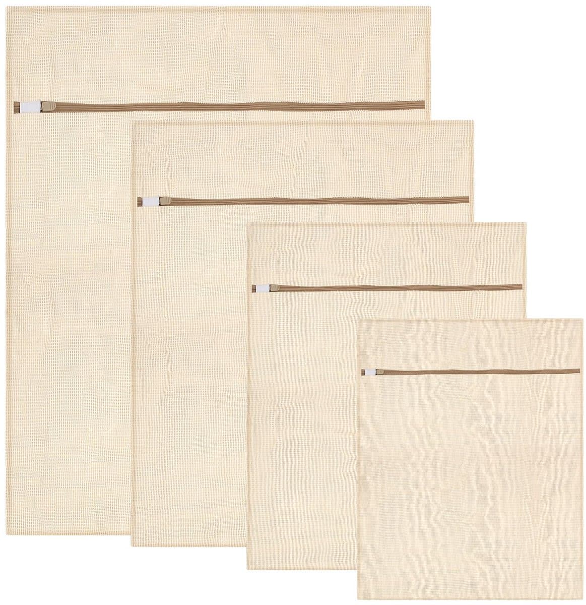 4 stuks waszakken van katoen, 4 maten, waszakken voor wasmachine, wasnet met ritssluiting voor fijne was, beha, ondergoed en sokken — afbeelding 1