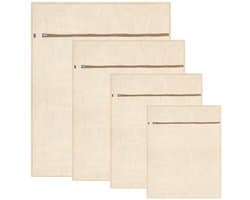4 stuks waszakken van katoen, 4 maten, waszakken voor wasmachine, wasnet met ritssluiting voor fijne was, beha, ondergoed en sokken