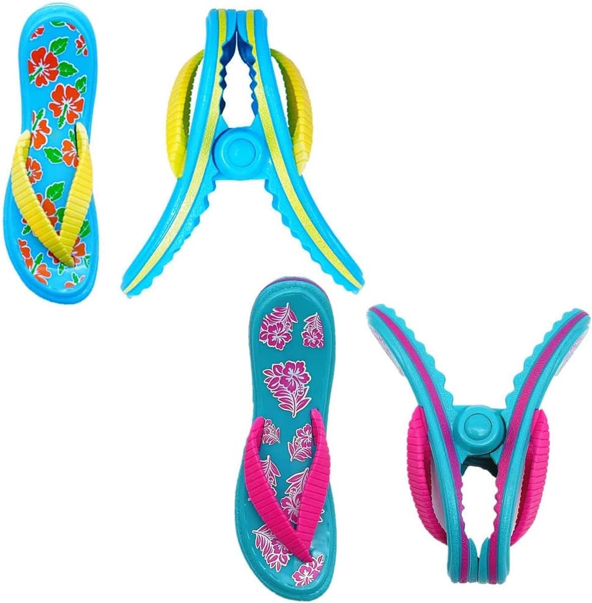 Flip Flop Strandhanddoekharingen - 4 stuks - Veilige reisclips voor ligstoel - Jumbo-clip voor strand, tuin, zwembad, zonnebed of ligstoel - wasdeken en wasknijper van TRIXES — afbeelding 1