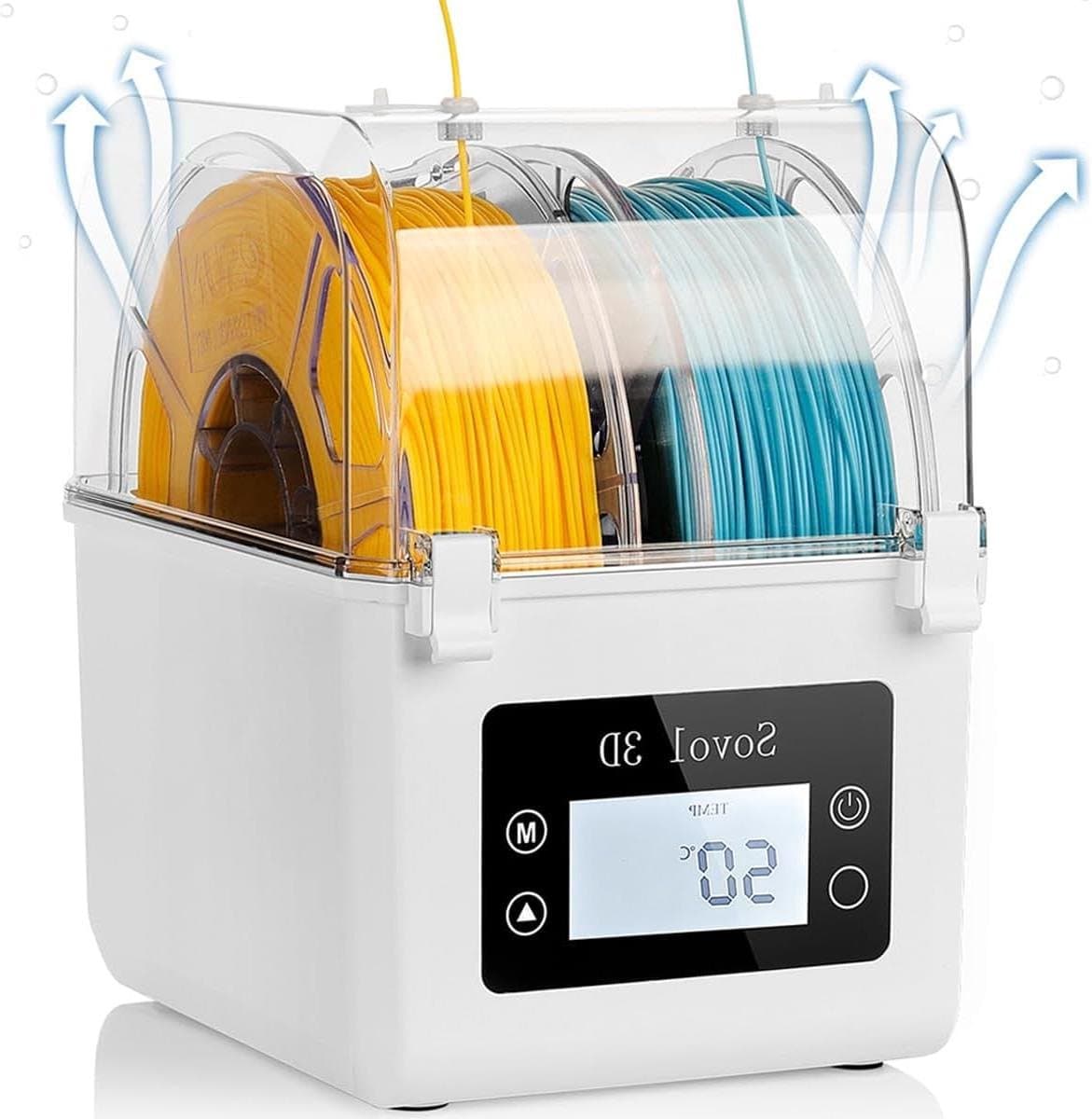 Filament Droger - Droogbox Opberger - 3D Printen Verbeteren - Grote Capaciteit - Voor 2 Rollen - Zwart — afbeelding 1
