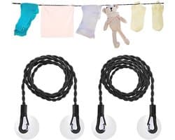 SnelShoppen - 2 Stuks Reis Kledinglijn, Uittrekbare Kledinglijn met Haken en Zuignap, Draagbare Elastische Lijn, Winddichte Hanger voor Buiten Camping