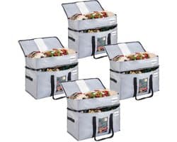 SnelShoppen - TAILI Dubbele Laag Verhuizingtassen Extra Groot, Stevige Handvatten & Ritsen, Kledingopslag, Verpakkings- en Waszakken (ZILVER, 4 Stuks)