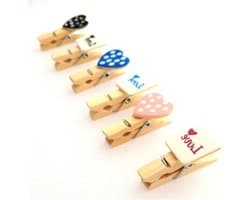 Mini Kledinghangers van Hout met Liefde en Hartjes, Inclusief 2.4 m Jute Touw voor Creatieve Projecten en Decoratie