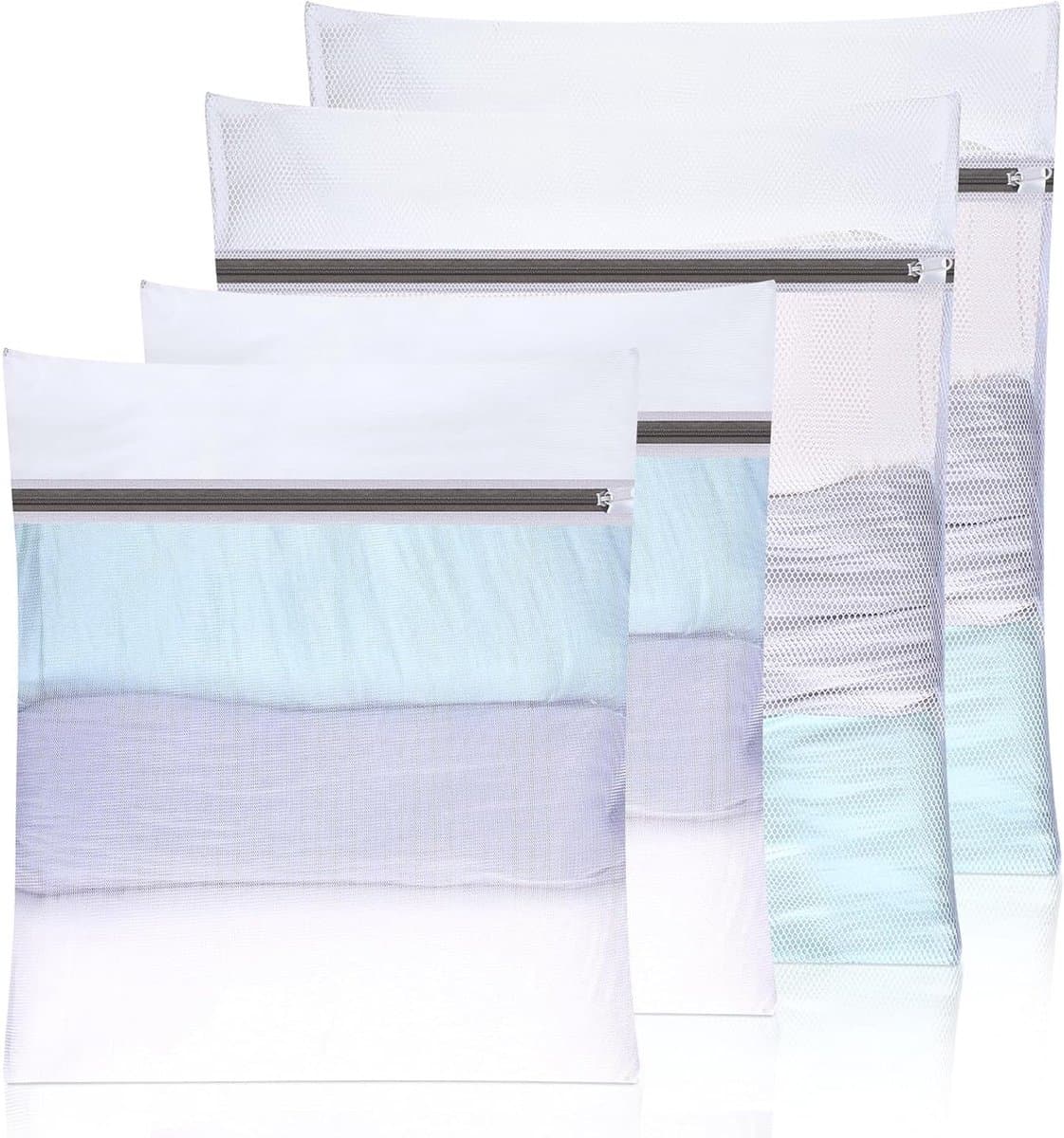 Set van 4 Wasnetten voor de Wasmachine - Waszakken met Rits voor Kleding, Ondergoed en Babykleding - 40 x 50 cm en 50 x 60 cm — afbeelding 1