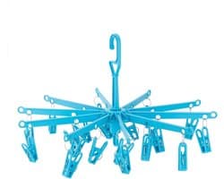 Kunststof Mini-Droogmolen - Turquoise - 29 x 45 cm - Met 20 Wasknijpers - Voor Binnen en Buiten