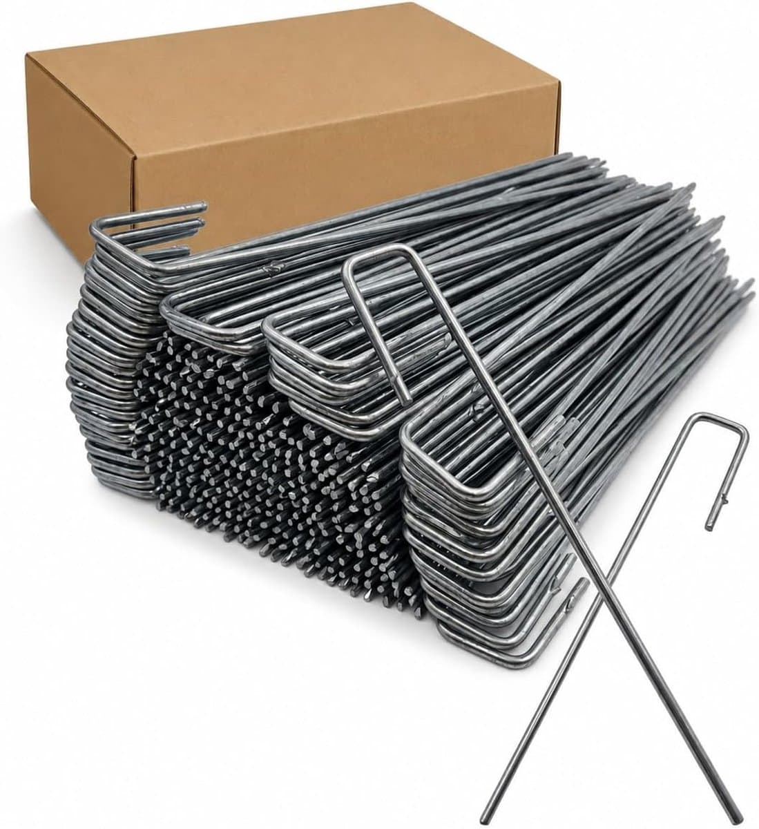 Grondankers - U-vorm pennen - Tuin verstevigen - Extra lange staaldraad - 100 stuks 40 cm - Metaal — afbeelding 1