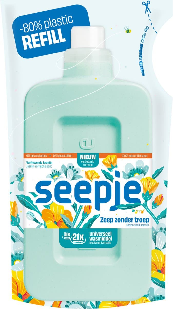 Seepje Wasmiddel Universeel Verfrissende Jasmijn Navulling - 945 ml — afbeelding 1