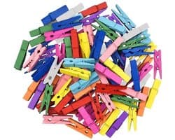 Wasknijpers Houten - Mini Knijpers - 120 Stuks - Gekleurde Wasknijpers - Creatief Organiseren - Decoreren en Personalizen - Miniknijpers