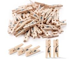 Wasknijpers Houten 100 Stuks - Kleine Wasknijpers - Mini-Klemmen - Sierklemmen - Voor Fotowand - Gastgeschenk