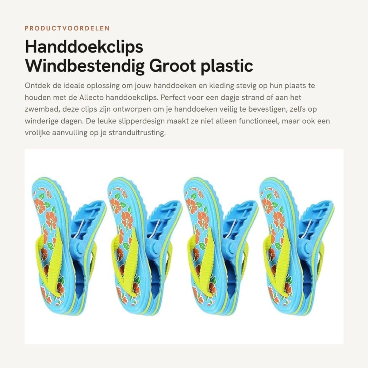 Dailygoods- Handdoekclips Groot - Windbestendig - Plastic - Hangende Klemhouder - 4 Stuks - Robuust Ontwerp - Handdoekklem — afbeelding 1