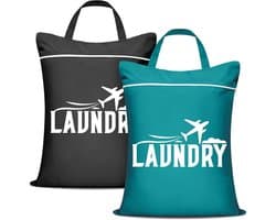 Dailygoods- Reiswaszak Waterdicht - 2 Stuks - Grote Waszak 46 x 58 cm - Natte Tas voor Vuile Kleding - Wasbare Gymtas - Hoogwaardig Polyester - Nattas