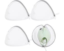 SnelShoppen - Pack van 4 Wasmachine BH Wasnetten - Polyester Waszak met Rits - Beschermt Gevoelige Kleding - Wit en Grijs - Voor Delicate Was