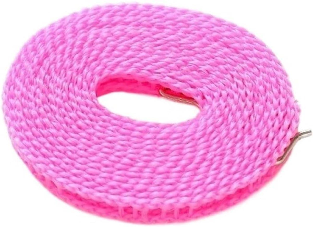 Draagbare Waslijn - Antislip Touw - Kleding Drogen - Robuust Nylon Materiaal - 5 Meter - Roze — afbeelding 1