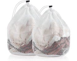 Waszak - 2 Stuks - Duurzaam Polyester - Mesh Waszakken - Voor Kleding/Bra/Sokken - Beschermt Delicate Kleding - Ideaal voor Grote Ladingen - Wasmand