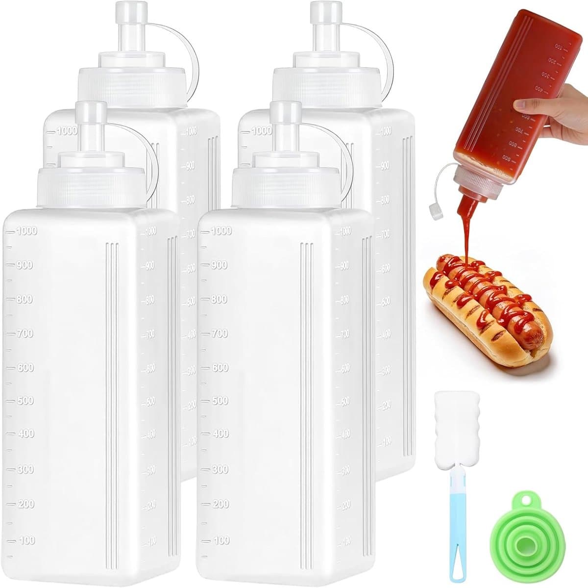 Knijpflessen Set - Kunststof - 1000 ml - Herbruikbaar - Voor Sauzen en Olie — afbeelding 1
