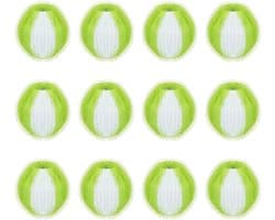 Set van 12 herbruikbare wasballen, haarvanger voor de wasmachine | effectieve haarvanger tegen katten- en hondenharen, voor kleding, handdoeken en beddengoed, mosterdgroen + wit