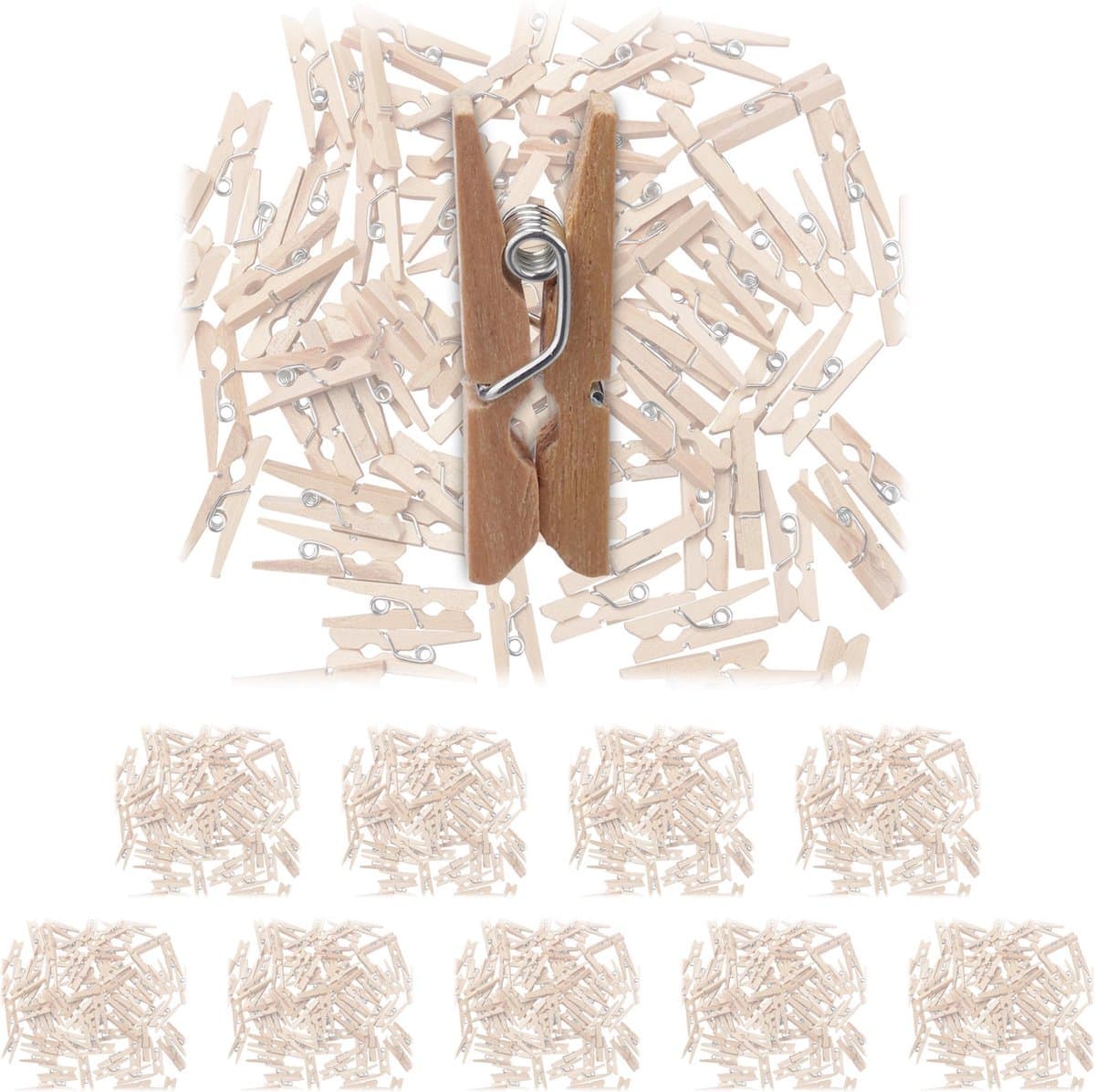 1000 x mini houten wasknijpers - sierknijpers - mini wasknijpers - retro — afbeelding 1
