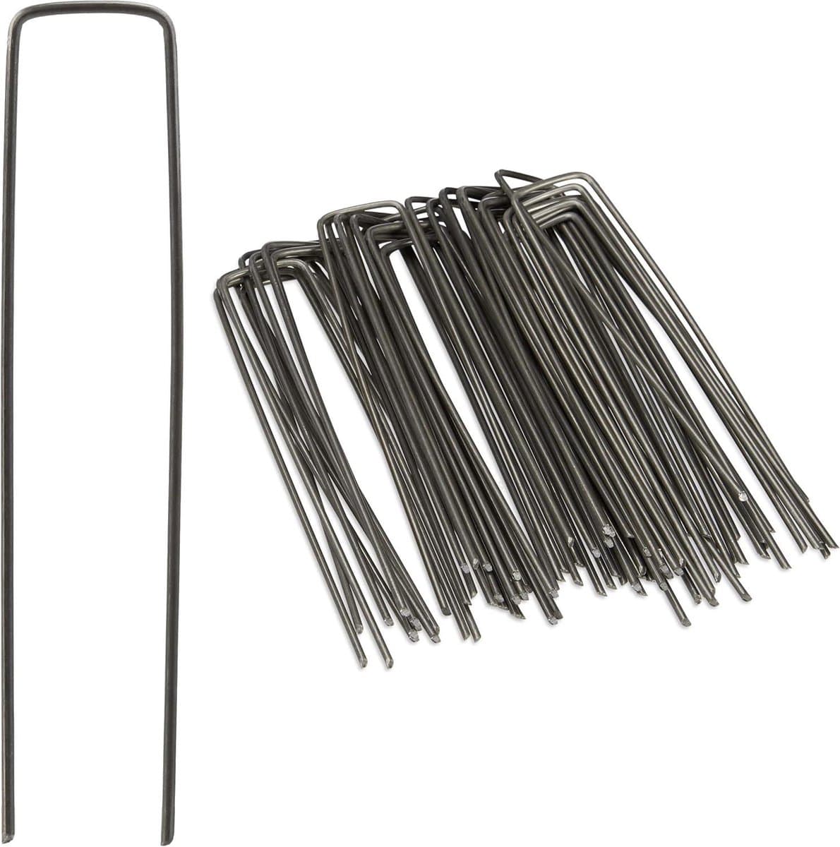 Grondpennen set van 50 stuks - 15 cm lang - Ø 2 mm - staal - gepunte uiteinden - grondanker haring zilver. — afbeelding 1