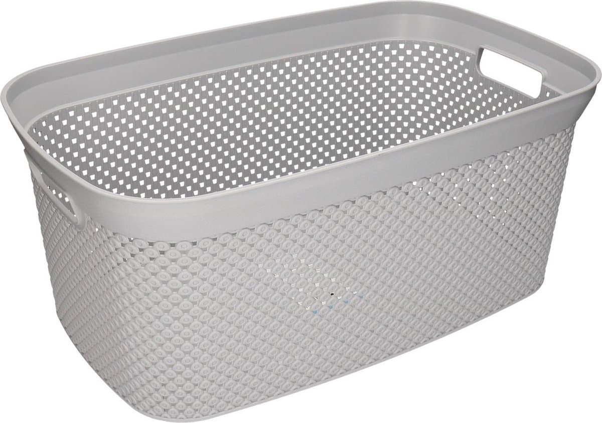 Storage Solutions wasmand - 3x - 35 liter - grijs - 54 x 34 x 23 cm - Kunststof - Draagmand — afbeelding 1