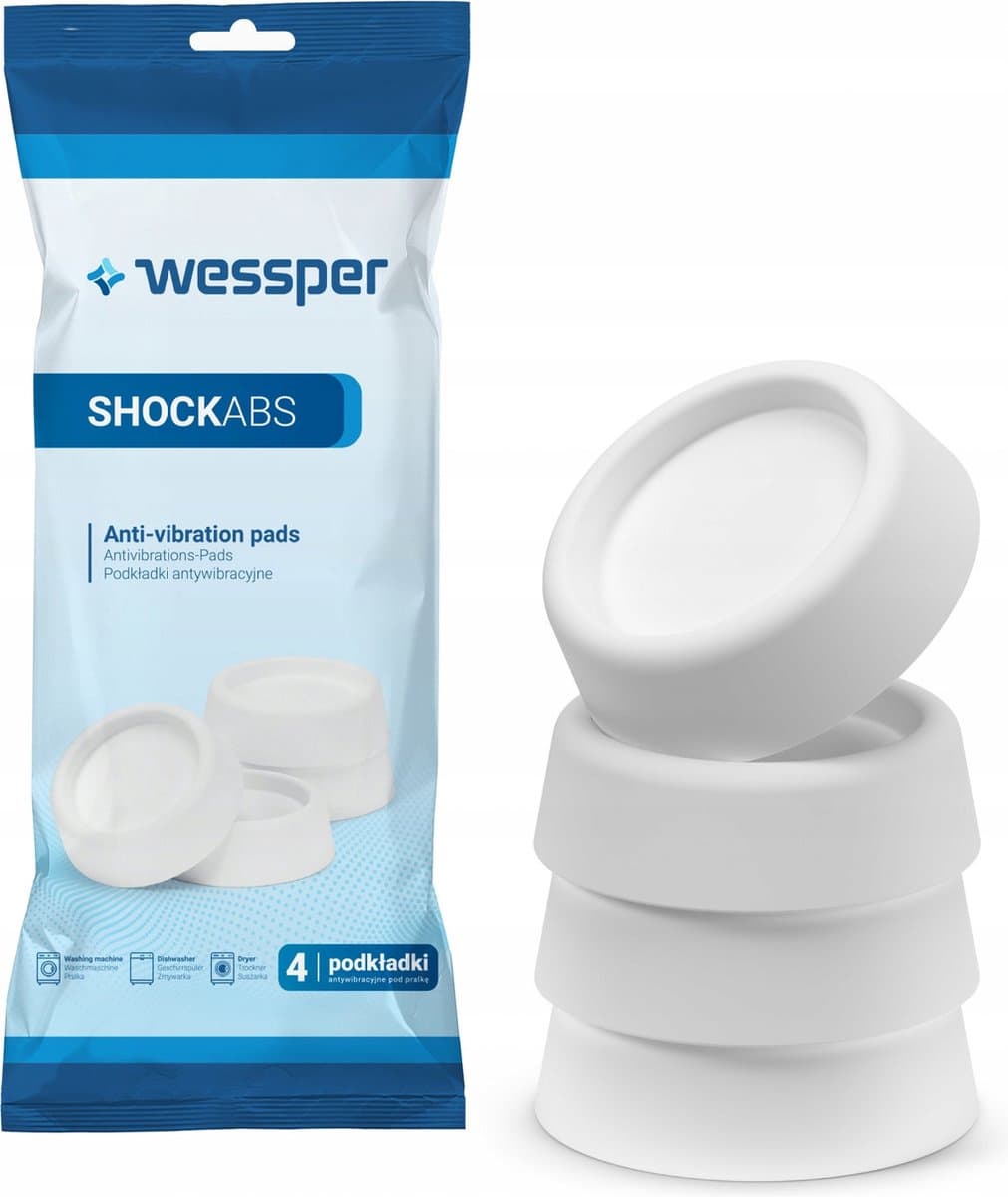 Wessper ShockABS - Trillingsdempers Wasmachine Droger - 4 stuks - Wit - ø46mm - MADE IN EU — afbeelding 1