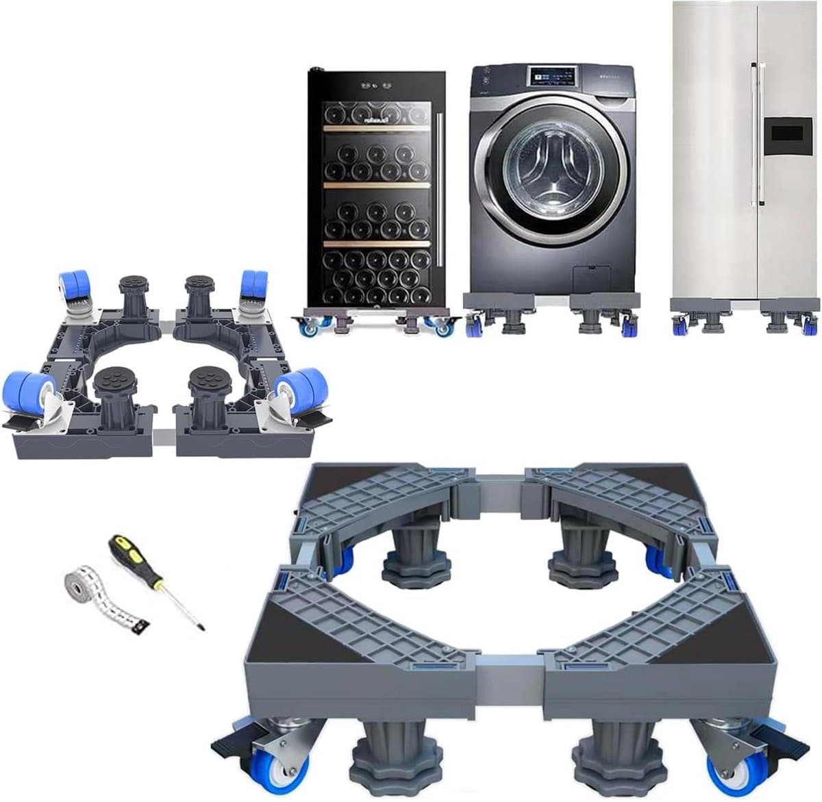 Washing Machine Foot Adjustable 41cm-64cm Stand With Casters And Adjusting Legs - Suitable For Large Items — afbeelding 1