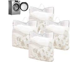 Wasmachine Wasnet Set van 4 Stuks, 50 x 60 cm, Herbruikbare Waszak voor Kleding, Grote Waszak met Handvat voor Delicate Kledingstukken en Reisgebruik