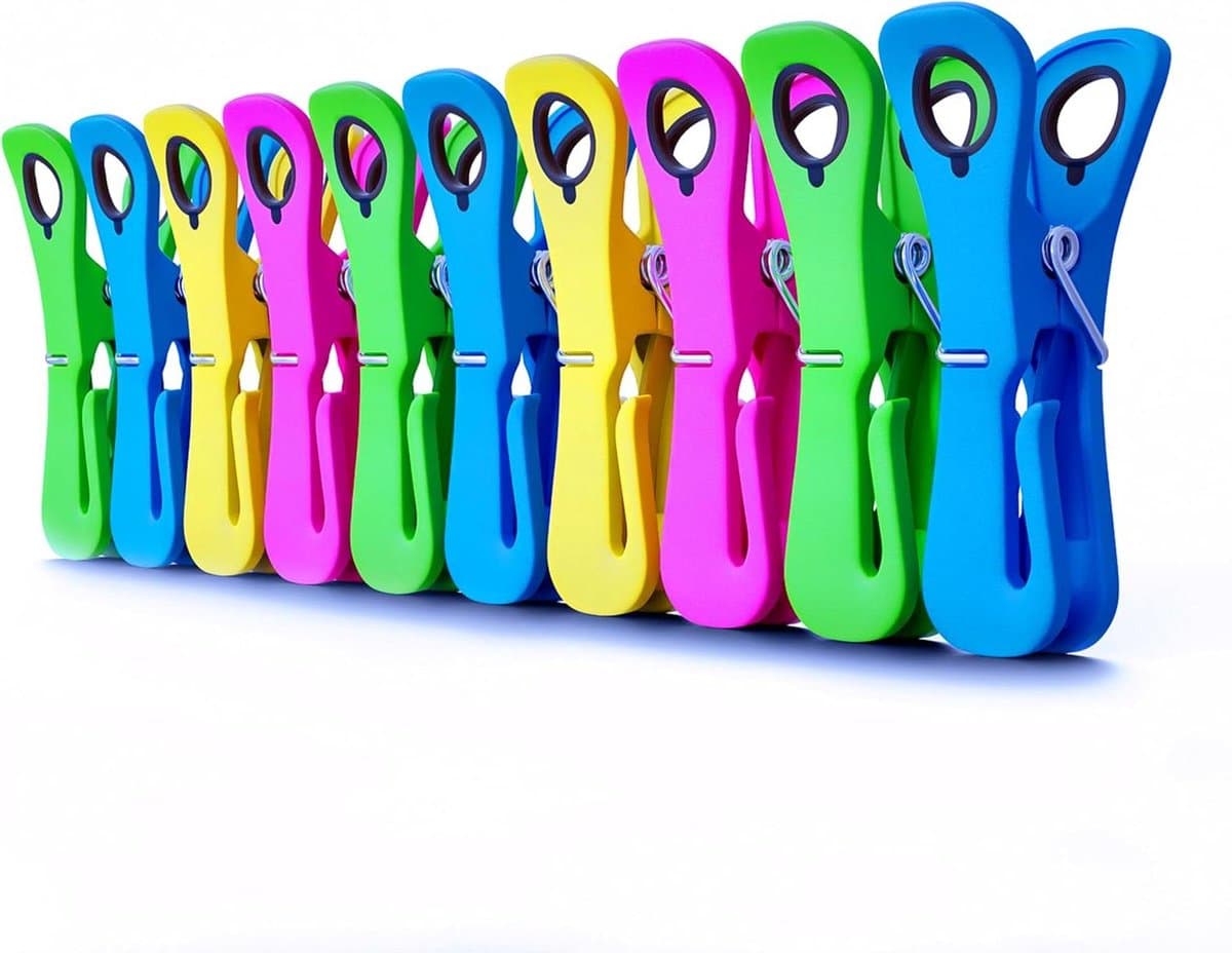 Wasknijpers met Haken - Kledingknijpers Ophanghaken - Ruimte Besparen - Dubbele Haakpunten - 48 stuks - Meerkleurig — afbeelding 1
