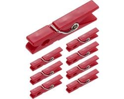 Kleine Wasknijpers - Mini Clips - Foto's Ophangen - Stevige Grip - 100 Stuks - Rood