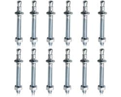 Boutenankers Set - Spieankers Schroeven - Zware Bevestiging Beton - Snelle Montage Tijdloos - M10x110mm 12 Stuks - Zilverkleurig