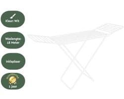 Staand droogrek met vleugels - 18 meter drooglengte - Inklapbaar - Wit