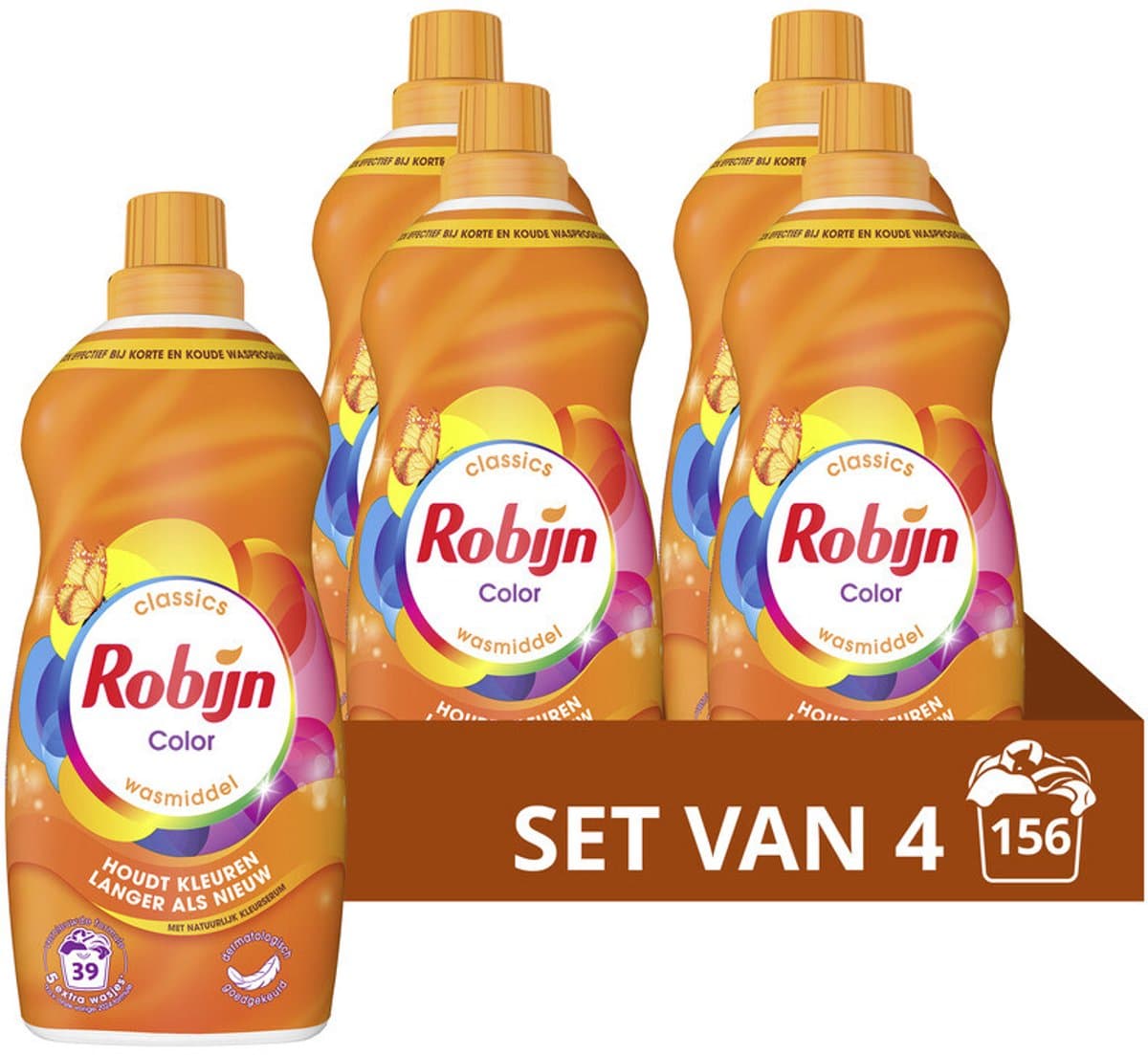 Robijn - Klein & Krachtig Wasmiddel Color 39 Wasbeurten - 4 x 1,19 liter - Voordeelverpakking — afbeelding 1