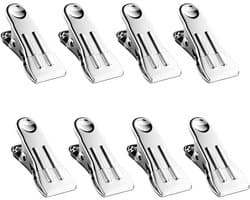 Wasknijpers - Kledingknijpers Clips - Wasgoed Drogen - Roestvrij Staal - 8 stuks - Wit