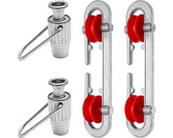 Kledinglijn Spanner - Waslijn Accessoires - Drogen Buiten - Aluminium Set - 2 Stuks - Zilverkleurig
