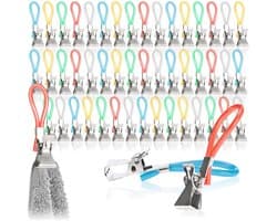 50 handdoekhouderclips voor badkamer en keuken - kleurrijke kunststof en metaal clips voor handdoeken en pannenlappen
