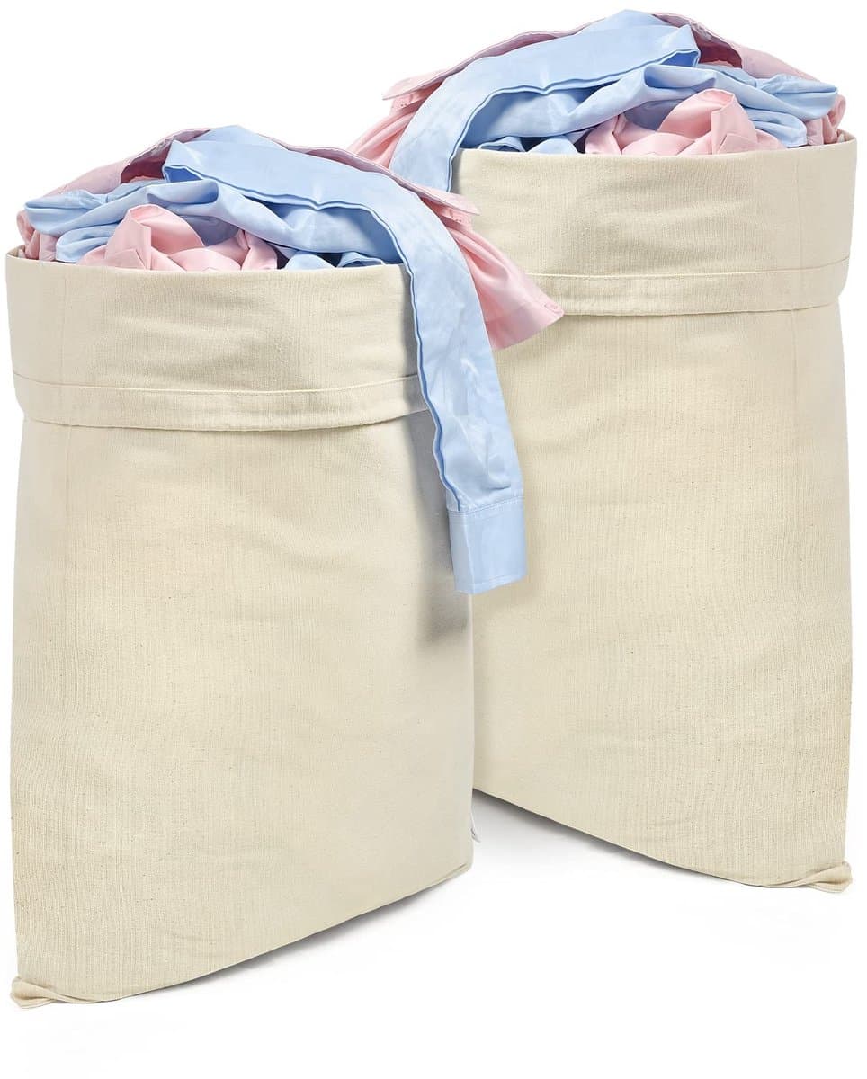 Ibenzoa® Extra Grote Opvouwbare Katoenen Waszakken Set met Trekkoord voor Reizen en Opslag — afbeelding 1