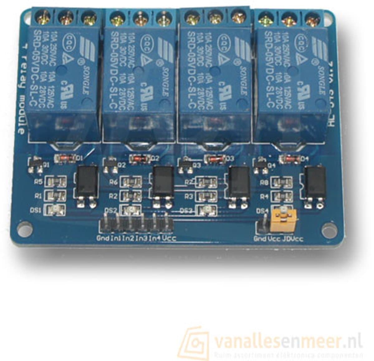 12VDC Relais board 4-kanaals — afbeelding 1