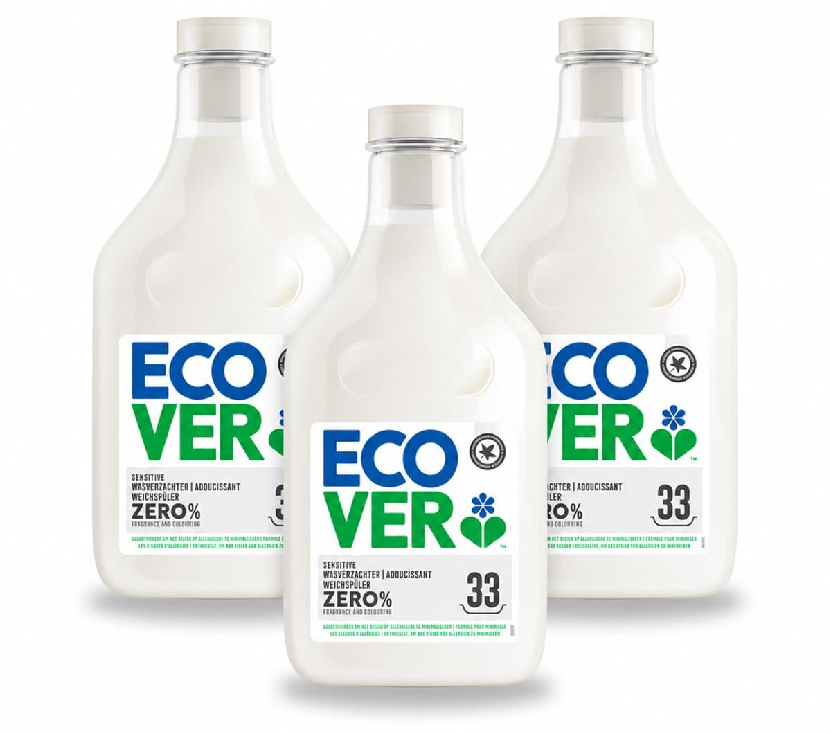 3 x Ecover - Wasverzachter Zero - Zonder geurstoffen - 1 liter - 33 wasbeurten - Bulkverpakking - 3 stuks — afbeelding 1