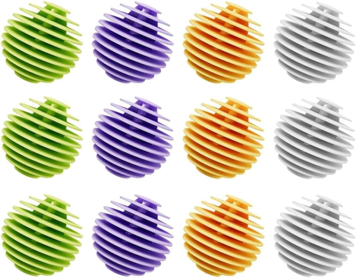 12 stuks wasballen voor wasmachine, rubberen ballen, wasballen, drogerballen voor kleding, voor het reinigen van kleding in het huishouden (4 kleuren) — afbeelding 1
