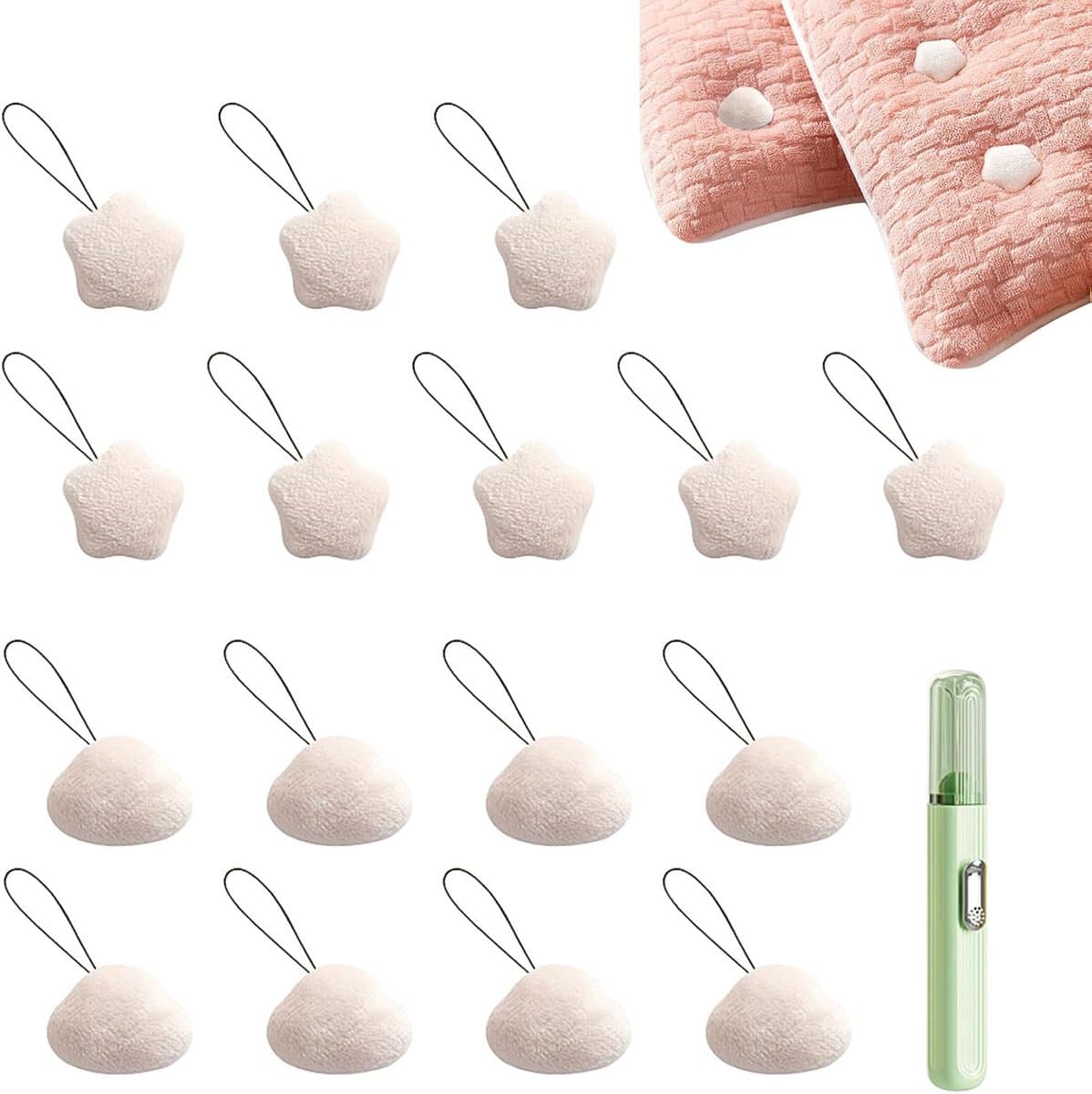 Clips voor het bevestigen van dekbedden - 16 clips - fixing duvets met 1 haaklijn tool - 1 opbergdoos voor woldeken - wit — afbeelding 1